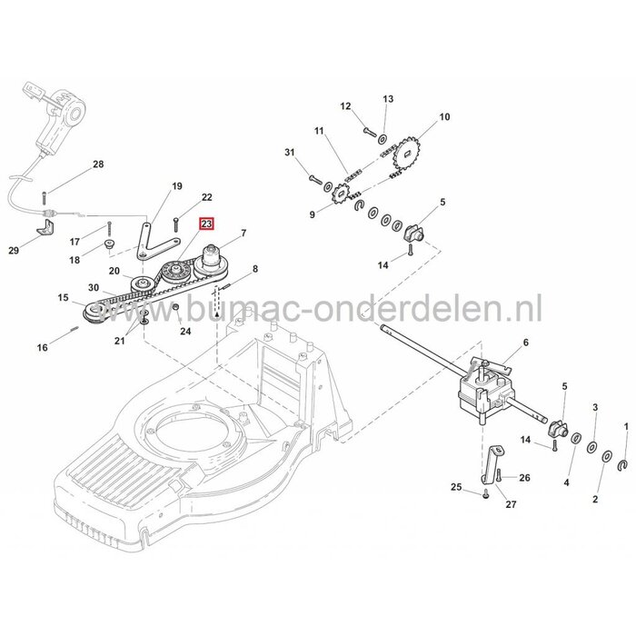 Poelie voor STIGA Grasmaaiers - Loopmaaiers - Benzinemaaiers, Castelgarden - Alpina - Mountfield - Stiga, Riemschijf voor V snaar Rijaandrijving