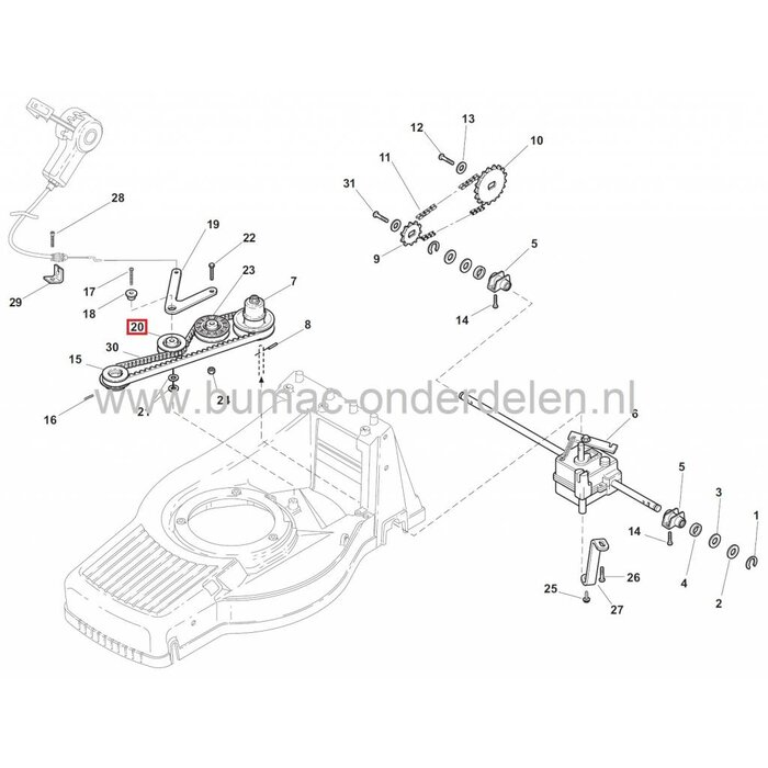 Spanpoelie Vlak voor STIGA - ALPINA - MOUNTFIELD - CASTELGARDEN Grasmaaiers - Loopmaaiers - Benzinemaaiers - Cirkelmaaiers