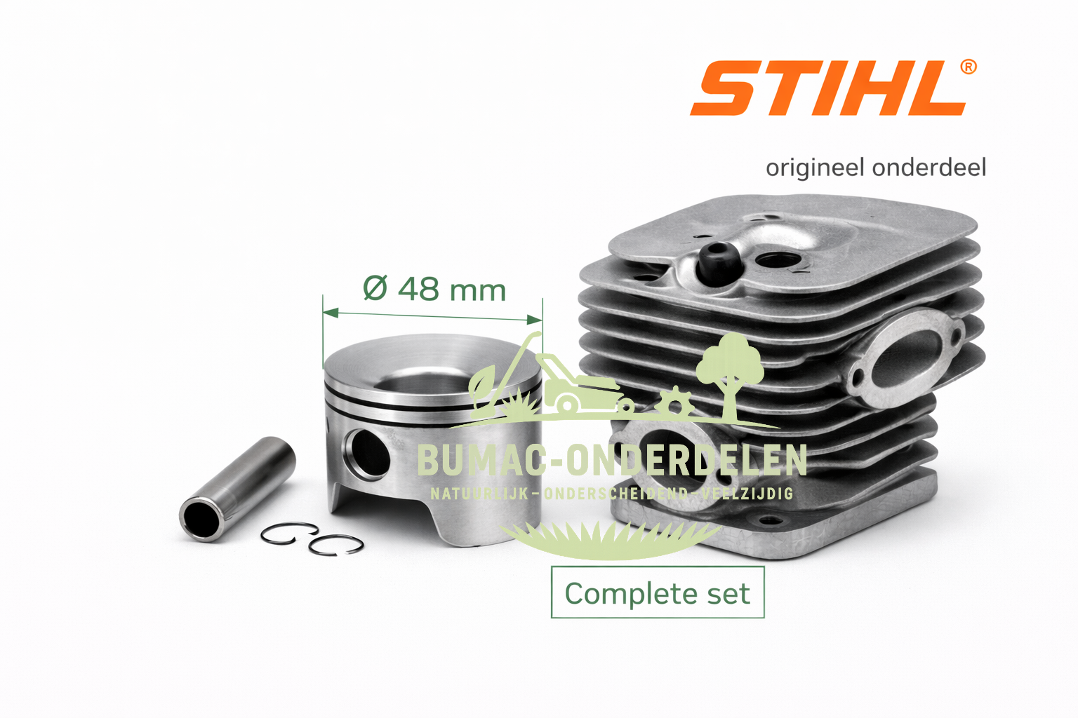 Stihl cilinder met zuiger onderdeel Ø 48 mm geschikt voor 034, 036 en MS 360 kettingzagen