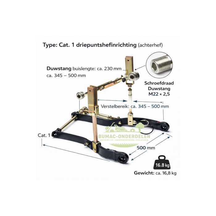 Iseki ISEKI zitmaaier onderdeel set trekhaak achterhef Cat. 1 voor SXE, TXG, TM en TU series