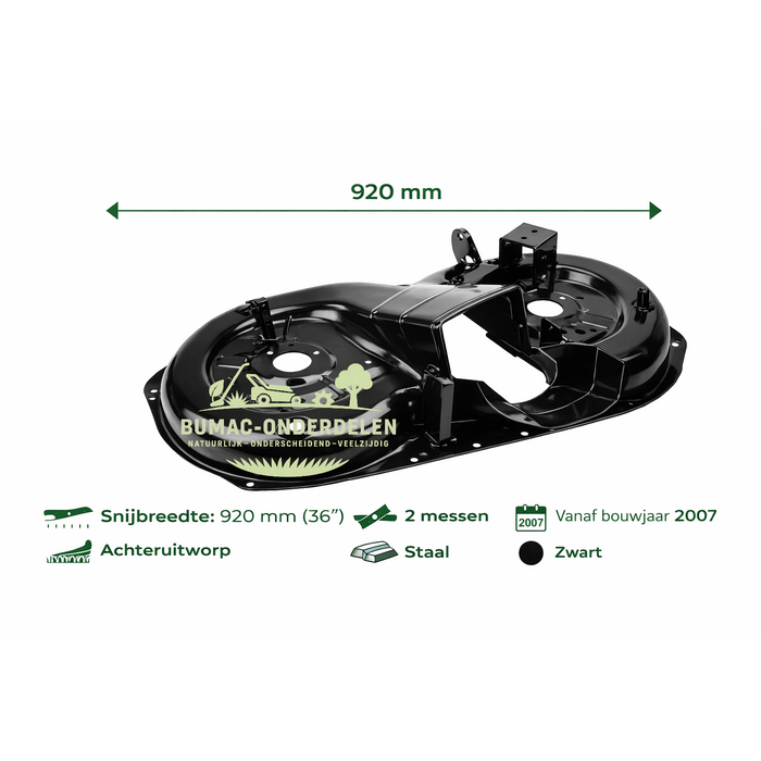 EMAK maaidekbehuizing onderdeel 920 mm (36") achteruitworp voor Oleo-Mac en Efco zitmaaiers vanaf 2007