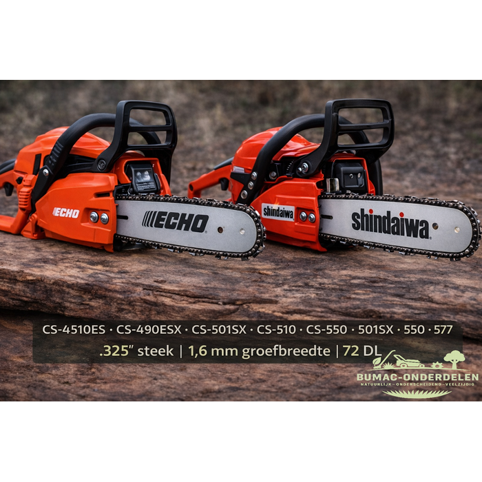 Echo & Shindaiwa kettingzaag zaagketting onderdeel .325 steek 1,6 mm 72 aandrijfschakels ronde zaagtand