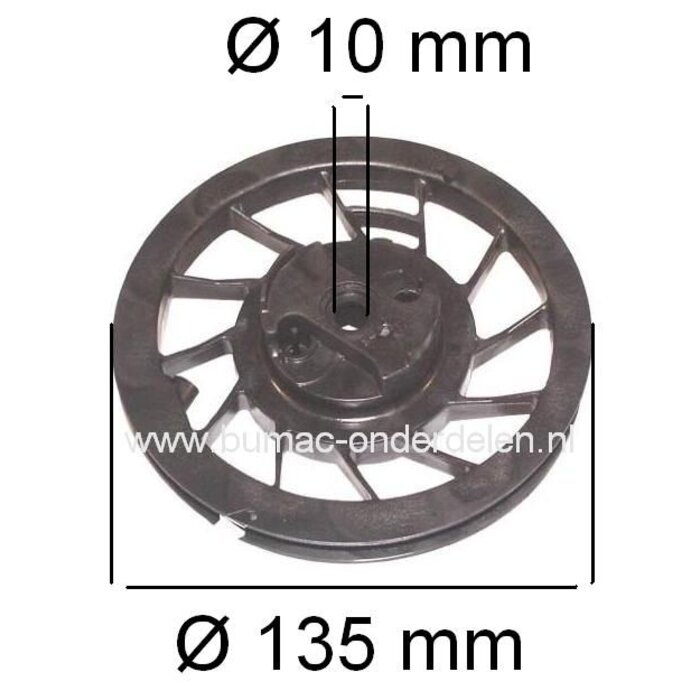 B&S Startpoelie met Startveer Quantum en Intek Motor met 5 - 6,5 PK op Grasmaaier - Cirkelmaaier - Loopmaaier - Benzinemaaier, Briggs and Stratton Starter Koord Poelie
