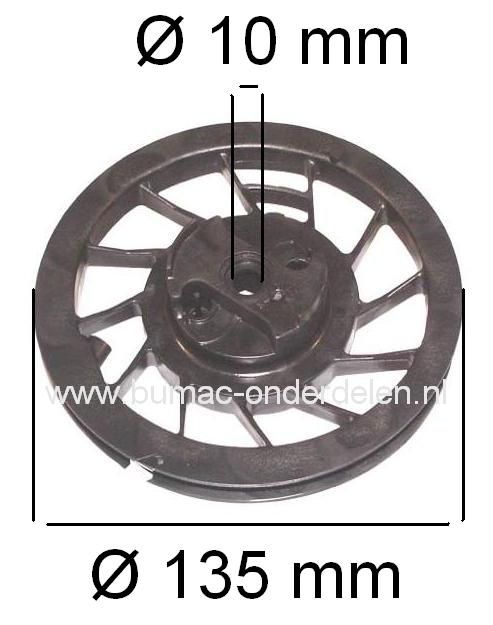 B&S Startpoelie met Startveer Quantum en Intek Motor met 5 - 6,5 PK op Grasmaaier - Cirkelmaaier - Loopmaaier - Benzinemaaier, Briggs and Stratton Starter Koord Poelie