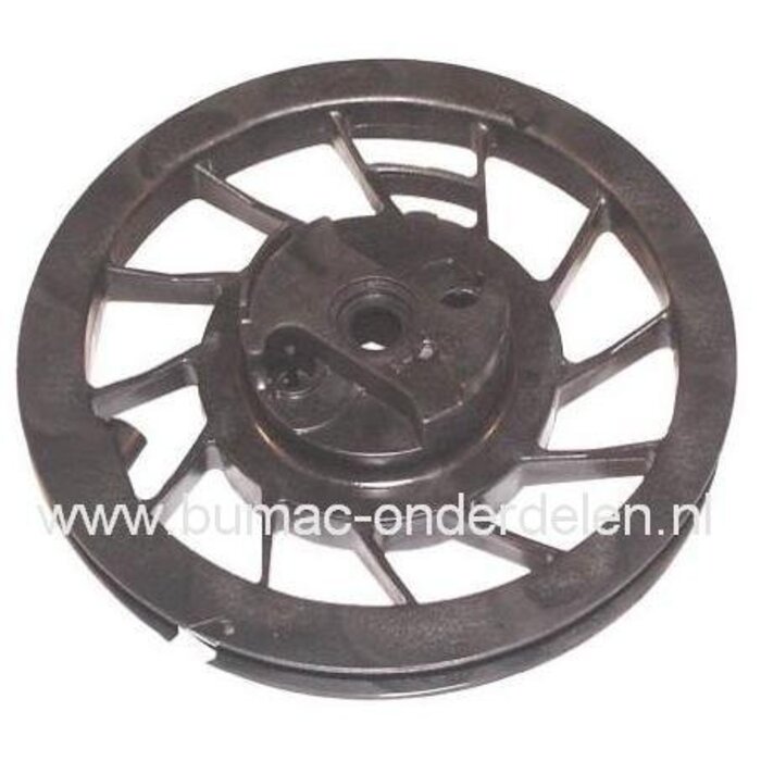 B&S Startpoelie met Startveer Quantum en Intek Motor met 5 - 6,5 PK op Grasmaaier - Cirkelmaaier - Loopmaaier - Benzinemaaier, Briggs and Stratton Starter Koord Poelie