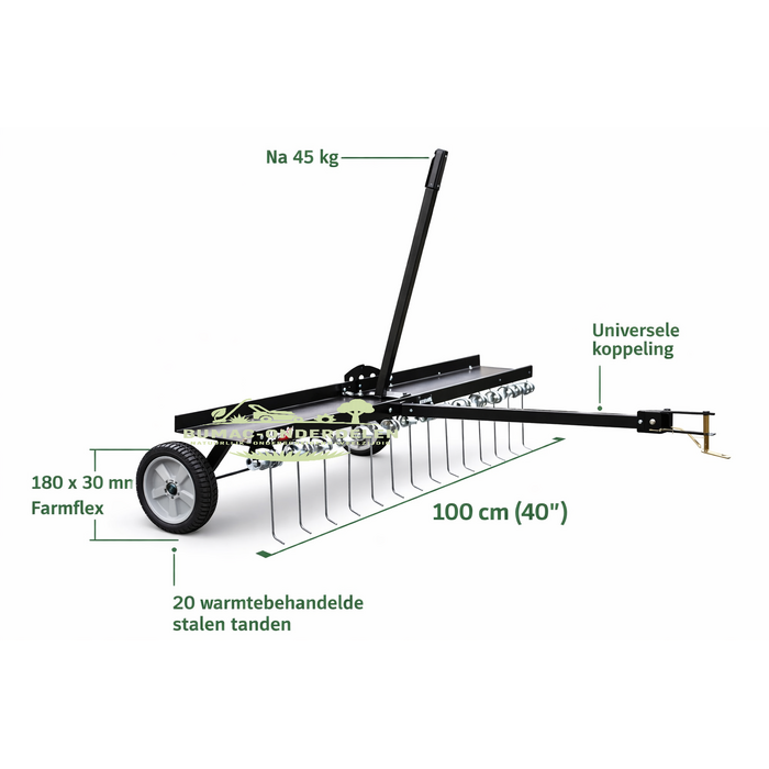 Verticuteerhark, ontmosser 100 cm universeel onderdeel achter zitmaaier Husqvarna Stiga MTD John Deere Castelgarden