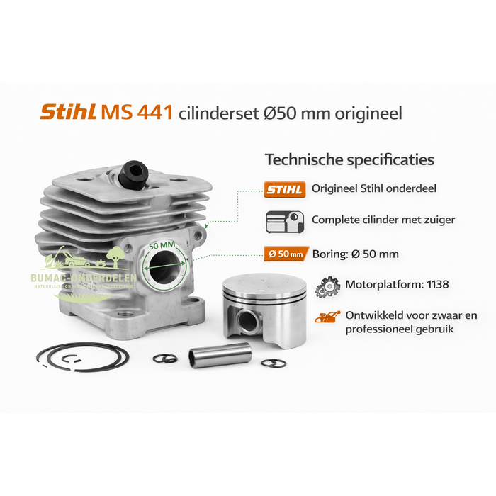 Stihl Stihl MS 441 / MS 441 C cilinder met zuiger Ø50 mm origineel onderdeel voor kettingzaag en motorzaag