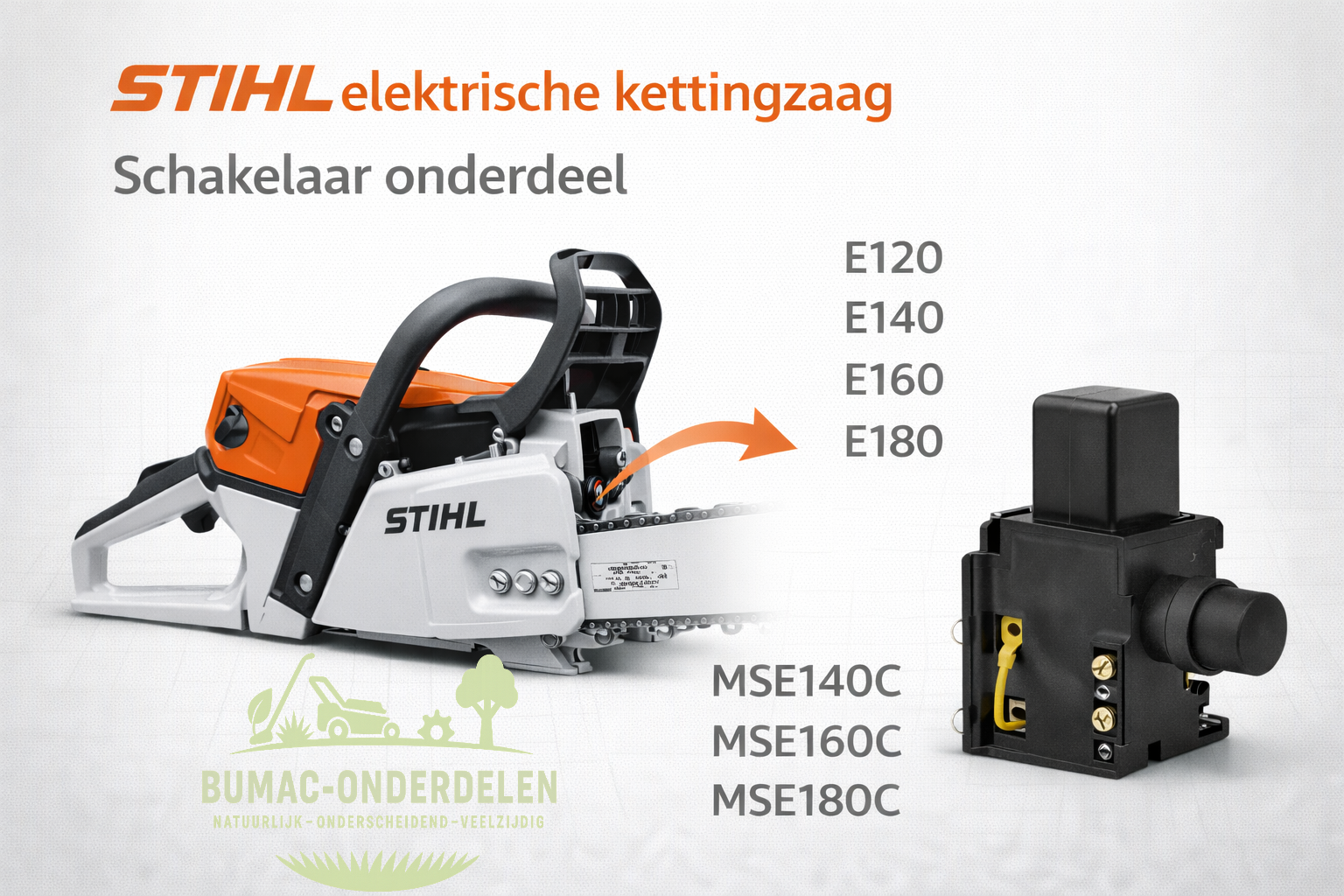 Stihl Schakelaar onderdeel voor Stihl elektrische kettingzaag E120, E140, E140Q, E160, E180C, MSE140C, MSE160C en MSE180C