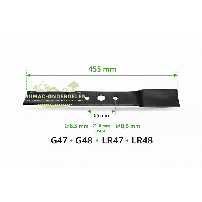 Maaimes onderdeel 455 mm voor Efco G47 G47A G47TAS G47X G48 G48PB en Efco LR47 LR47PB LR48 Oleo-Mac grasmaaiers