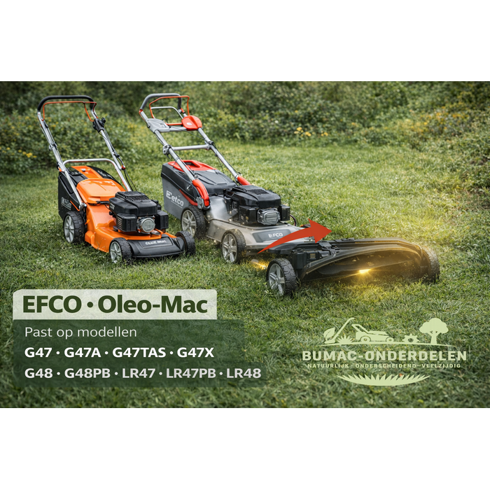 Maaimes onderdeel 455 mm met extra gaten voor Efco LR47 LR47PB LR48 en Oleo-Mac G47 G47A G47TAS G47X G48 G48PB grasmaaiers