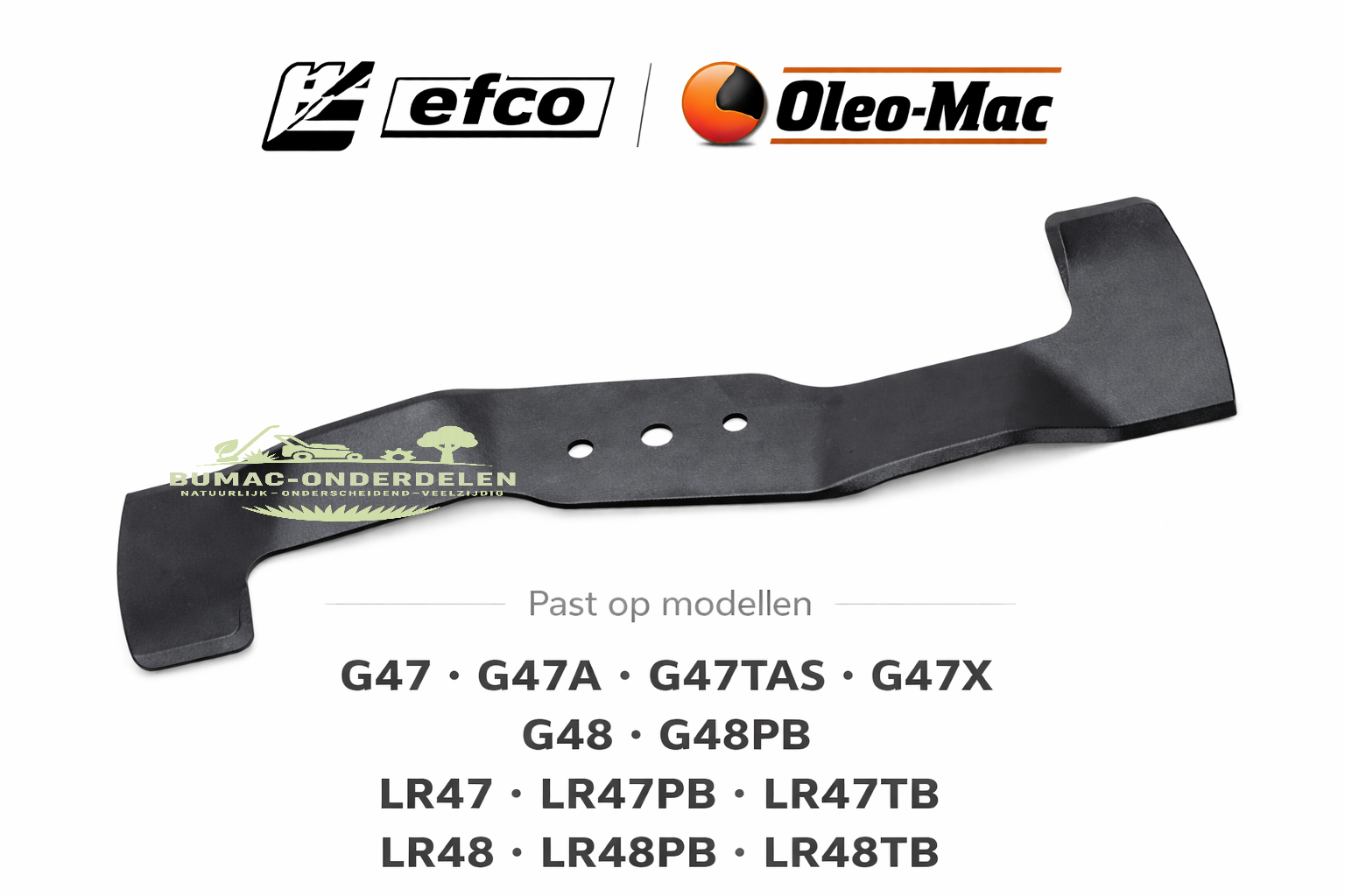 Mulch maaimes onderdeel 460 mm met 10 mm asgat voor Efco LR47 LR48 LRi 548 en Oleo-Mac G47 G48 grasmaaiers