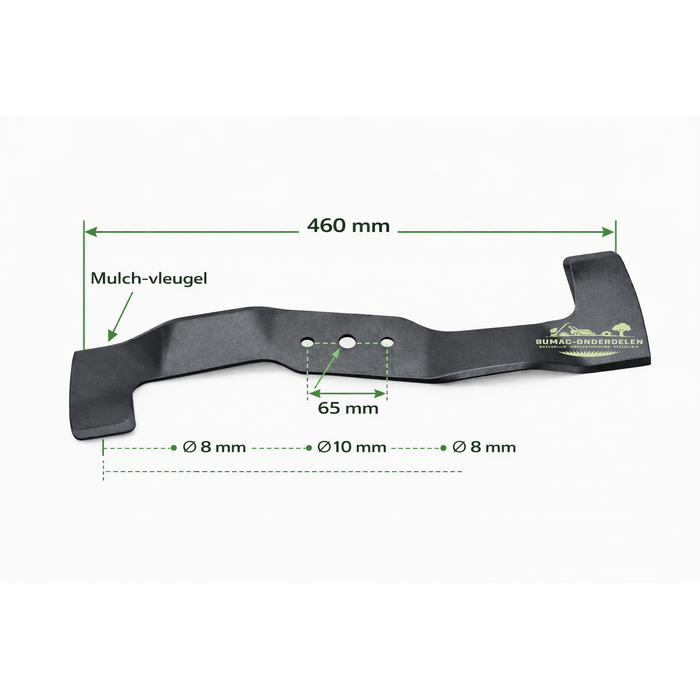 Mulch maaimes onderdeel 460 mm met 10 mm asgat voor Efco LR47 LR48 LRi 548 en Oleo-Mac G47 G48 grasmaaiers