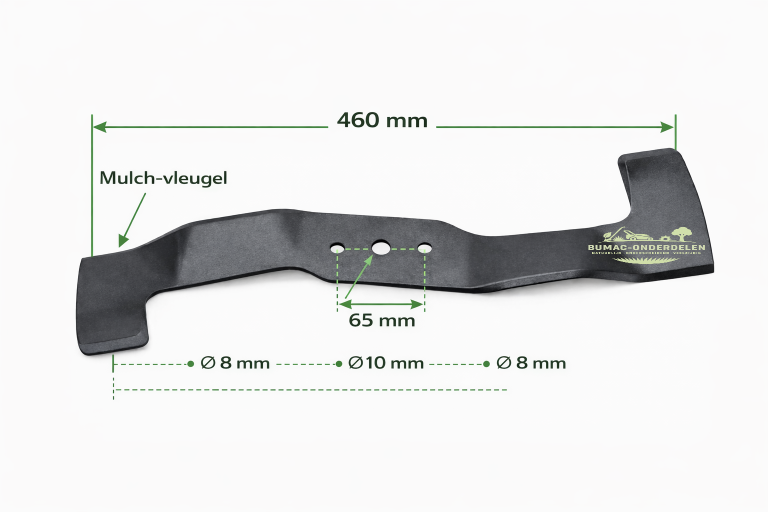 Mulch maaimes onderdeel 460 mm met 10 mm asgat voor Efco LR47 LR48 LRi 548 en Oleo-Mac G47 G48 grasmaaiers