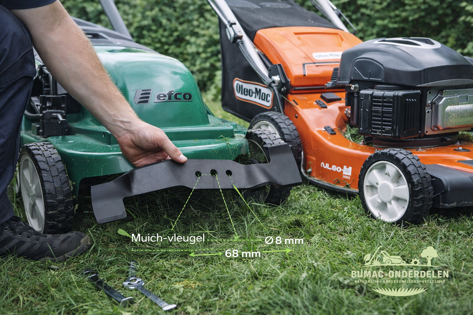 Mulch maaimes onderdeel 460 mm met 10 mm asgat voor Efco LR47 LR48 LRi 548 en Oleo-Mac G47 G48 grasmaaiers