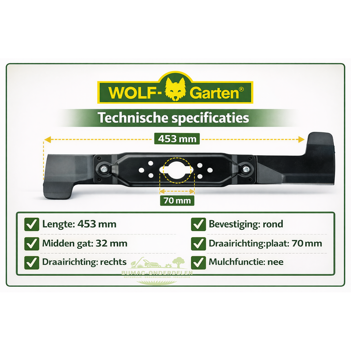 Wolf-Garten Wolf-Garten maaimes onderdeel 453 mm voor Esprit 46 B, Esprit 46 BA, Esprit 46 TMA, Premio 46 E, Premio 46 EA, Premio 46 B, Premio 46 BA, Premio 46 BAi en Premio 46 TMA grasmaaiers