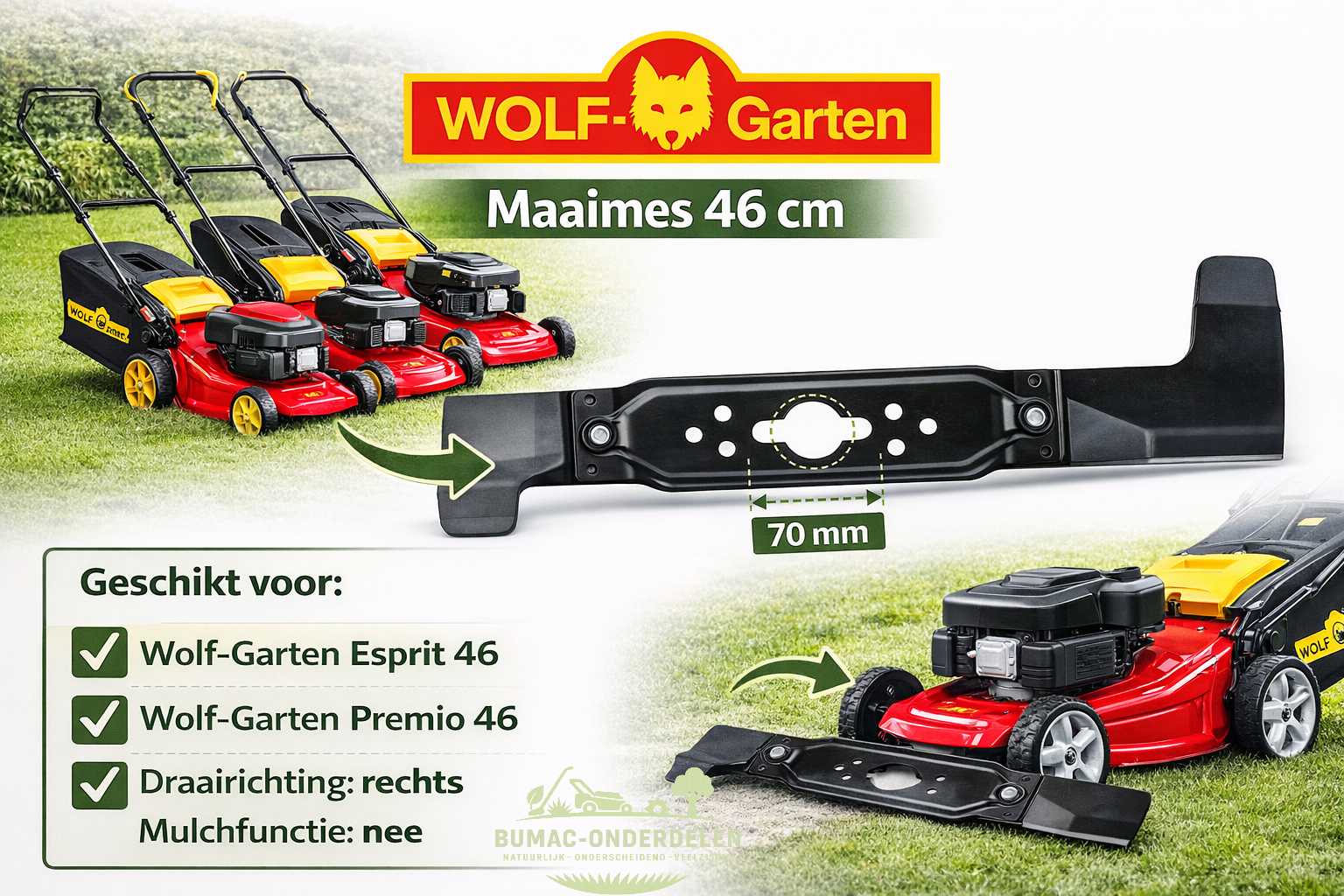 Wolf-Garten Wolf-Garten maaimes onderdeel 453 mm voor Esprit 46 B, Esprit 46 BA, Esprit 46 TMA, Premio 46 E, Premio 46 EA, Premio 46 B, Premio 46 BA, Premio 46 BAi en Premio 46 TMA grasmaaiers