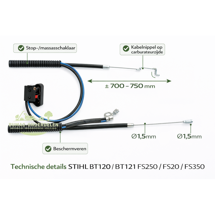 Stihl Gaskabel onderdeel voor STIHL BT120 BT121 FS120 FS200 FS250 FS300 FS350 FR350 gasbedieningskabel bosmaaier grondboor