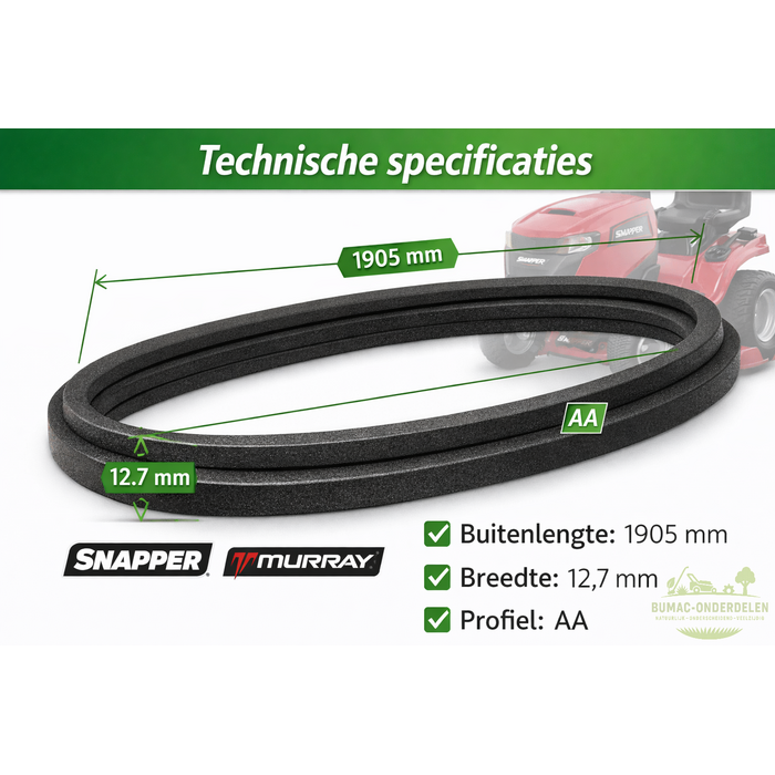 Zeskantsnaar AA73 Snapper zitmaaier maaidek snaar 25 26 28 30 33 inch aandrijving messen 7–14 serie onderdeel