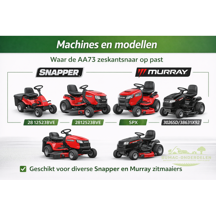 Zeskantsnaar AA73 Snapper zitmaaier maaidek snaar 25 26 28 30 33 inch aandrijving messen 7–14 serie onderdeel