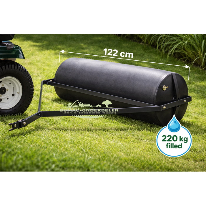 Gazonrol 122 cm trekbaar polyethyleen onderdeel 220 kg grasrol tuinwals landrol voor zitmaaier en tuintractor