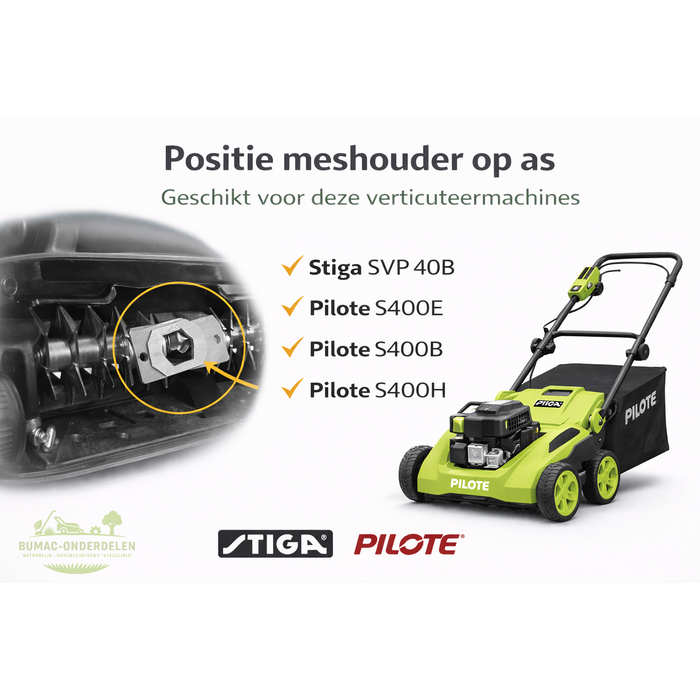 Meshouder onderdeel voor verticuteermachine Stiga SVP 40B en Pilote S400E S400B S400H – bevestiging verticuteermes