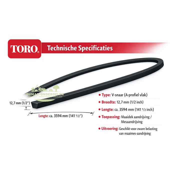V-snaar mesaandrijving Toro TimeCutter MR5075T SS5000 SS5060 MX5075T 50 inch zijuitworp maaidek aandrijfriem messen 127 cm zeroturnmaaier onderdeel