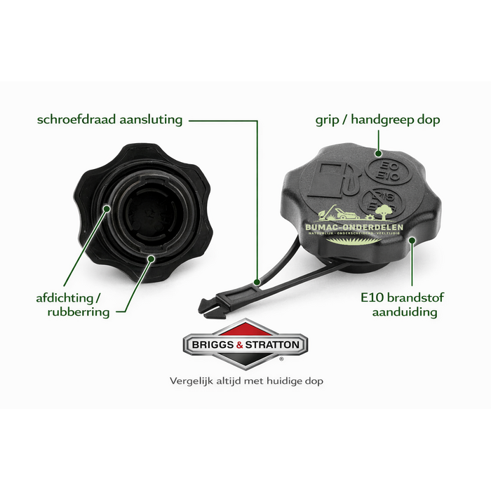 Brandstoftankdop benzinedop onderdeel Briggs & Stratton 450E 500E 550E 575EX 625EX 675EX motor voor grasmaaier Stiga Castelgarden Mountfield Alpina MTD
