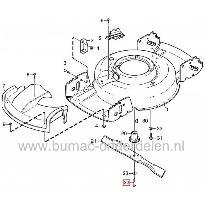Mesbout voor STIGA - CASTELGARDEN - MOUNTFIELD - ALPINA Grasmaaiers - Loopmaaiers - Benzinemaaier - Cirkelmaaiers, Bout voor Bevestigen van het Maaimes bij oa Stiga Multiclip 46 - Multiclip 51 en Tornado onderdeel