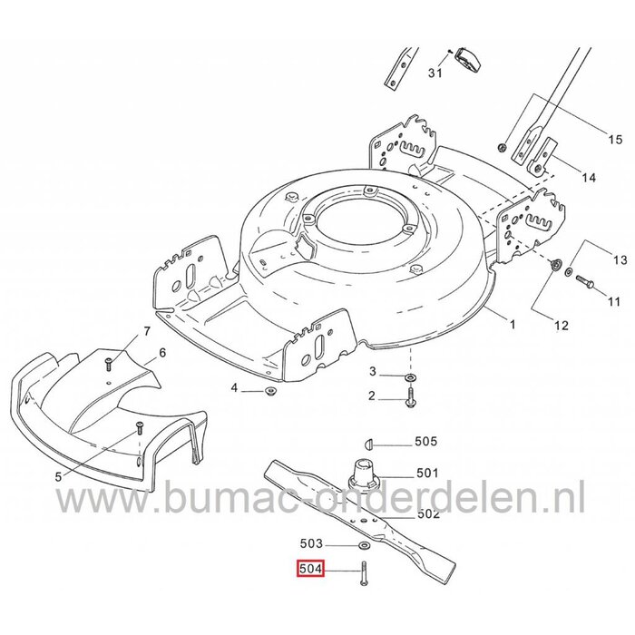 Mesbout voor Grasmaaiers STIGA - CASTELGARDEN - ALPINA - MOUNTFIELD, oa Stiga Multiclip 46S - Multiclip 51S, PAN504, Bouten voor Bevestigen van het Maaimes bij Grasmaaiers - Benzinemaaiers - Loopmaaiers - Cirkelmaaiers onderdeel