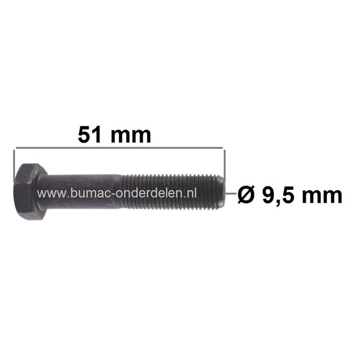 Mesbout 3/8-24x50 mm voor Grasmaaiers STIGA - CASTELGARDEN - MOUNTFIELD - ALPINA, Bouten voor Bevestigen van Maaimessen bij Loopmaaiers - Duwmaaiers - Gazonmaaiers - Benzinemaaiers - Cirkelmaaiers