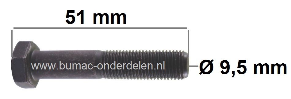 Mesbout 3/8-24x50 mm voor Grasmaaiers STIGA - CASTELGARDEN - MOUNTFIELD - ALPINA, Bouten voor Bevestigen van Maaimessen bij Loopmaaiers - Duwmaaiers - Gazonmaaiers - Benzinemaaiers - Cirkelmaaiers