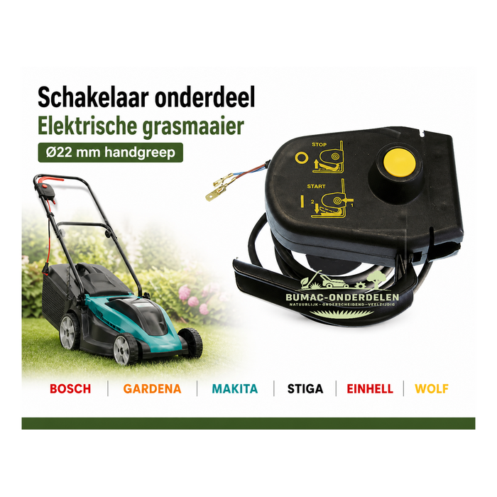 Schakelaar onderdeel elektrische grasmaaier Ø22 mm 7A