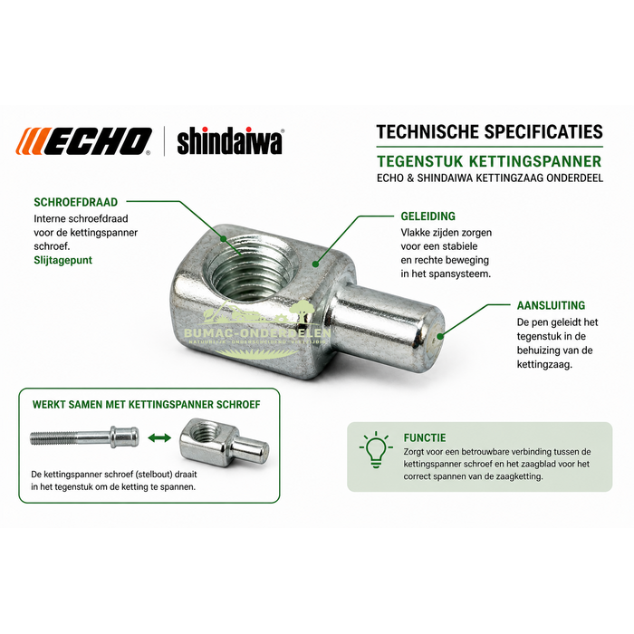 Echo Tegenstuk kettingspanner ECHO Shindaiwa kettingzaag onderdeel – ketting blijft los of niet strak te krijgen CS-260T CS-320TS CS-350TES CS-360TES CS-420ES CS-4400 CS-450 CS-590 CS-610 CS-620 CS-680 320TS 360TS