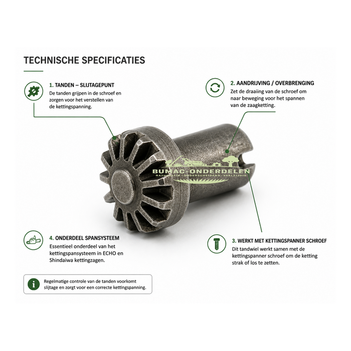 Echo Tandwiel kettingspanner ECHO Shindaiwa kettingzaag onderdeel snoeizagen – ketting blijft los of niet strak te krijgen CS-271T CS-303T CS-310 CS-330T CS350TES CS360TES CS420ES CS450 CS500 CS610 CS680 320TS 452S