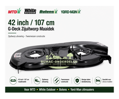 Maaidek 42 inch 107 cm zijuitworp voor MTD White zitmaaiers, onderdeel