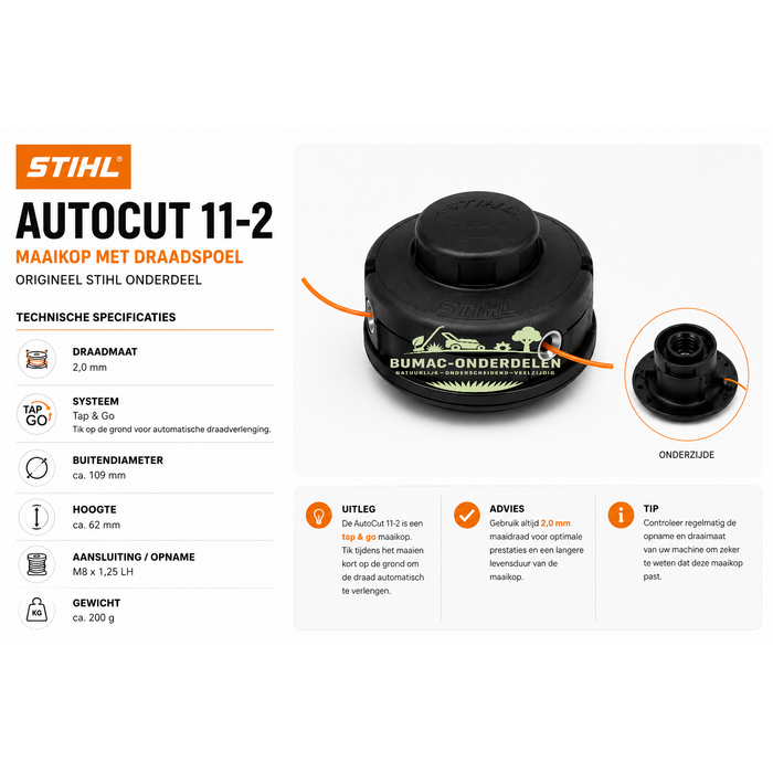 STIHL AutoCut 11-2 maaikop met draadspoel onderdeel voor STIHL FS36 FS38 FS40 FS44 FS45 FS46 FS50 FS72 FS74 FS75 FE55 draadkop trimmerkop