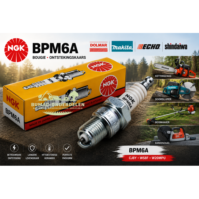 NGK BPM6A bougie voor Dolmar Makita Echo Shindaiwa kettingzaag doorslijper bosmaaier onderdeel