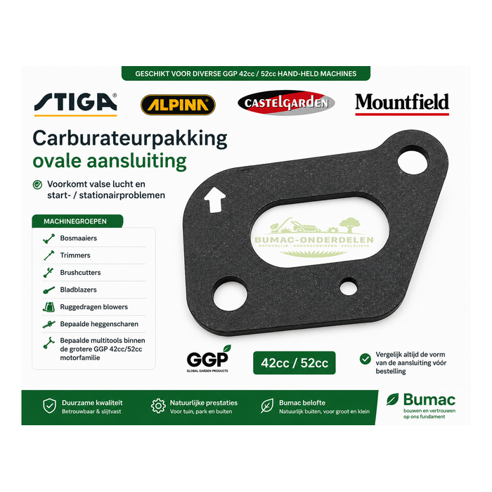Stiga Alpina Castelgarden Mountfield spruitstukpakking ovale aansluiting SBC232D SBC252 SBP375 GGP hand-held onderdeel