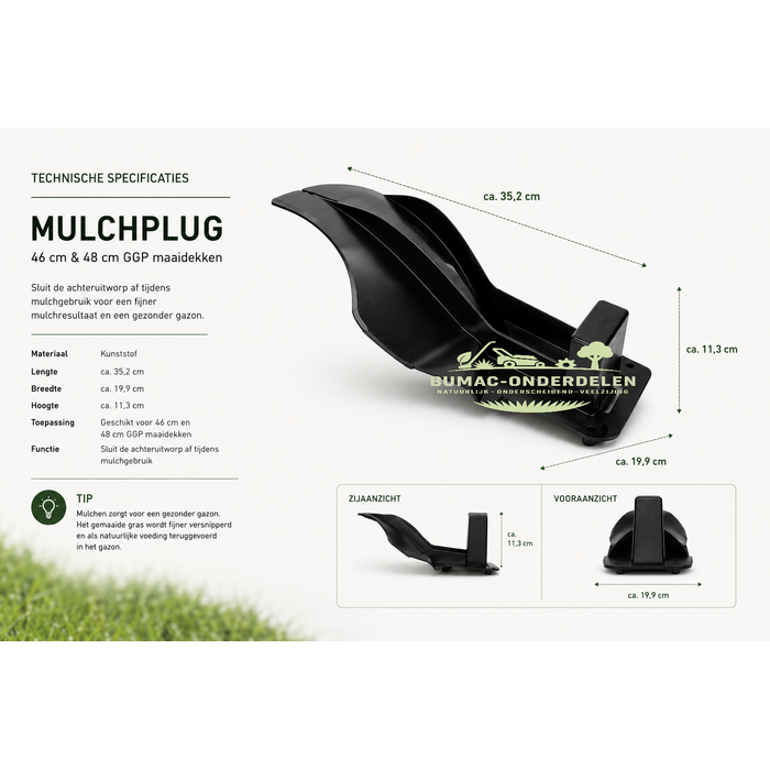 Mulchplug onderdeel voor Stiga Combi 48, Turbo 48, Collector 48, Combi 48 SQ, Castelgarden R484, Mountfield SP454, Alpina BL 480 en ATCO 46 48 grasmaaiers met 46 cm en 48 cm GGP maaidek