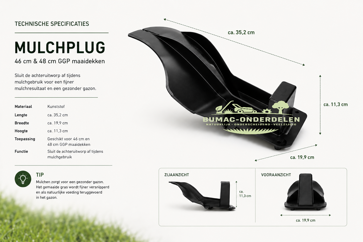 Mulchplug onderdeel voor Stiga Combi 48, Turbo 48, Collector 48, Combi 48 SQ, Castelgarden R484, Mountfield SP454, Alpina BL 480 en ATCO 46 48 grasmaaiers met 46 cm en 48 cm GGP maaidek