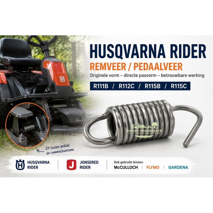 Husqvarna Rider remveer onderdeel voor Husqvarna Rider R111B R112C R115B R115C en Jonsered Rider frontmaaiers – rempedaal blijft hangen of komt slecht terug