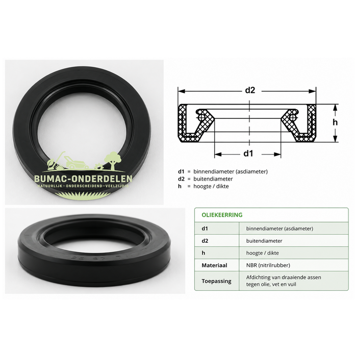 Honda krukas oliekeerring 35x52x8 mm voor GX340, GX390, GXV340, GXV390, GCV520, GCV530, HF1211, HF2113 en HF2213 – PTO-zijde en vliegwielzijde onderdeel