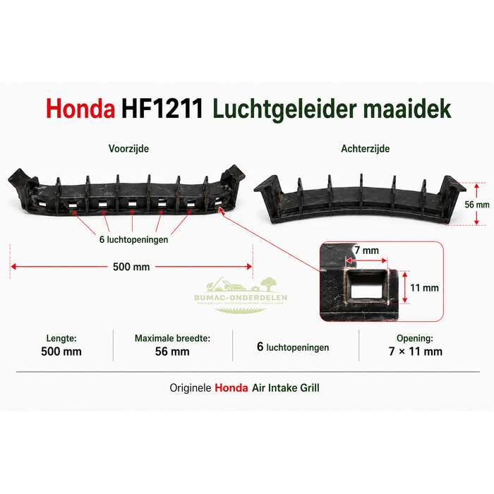 Honda HF1211 Castelgarden F72 Mountfield 1228 Stiga Combi 372 luchtgeleider maaidek en grasopvang onderdeel Air Intake Grill