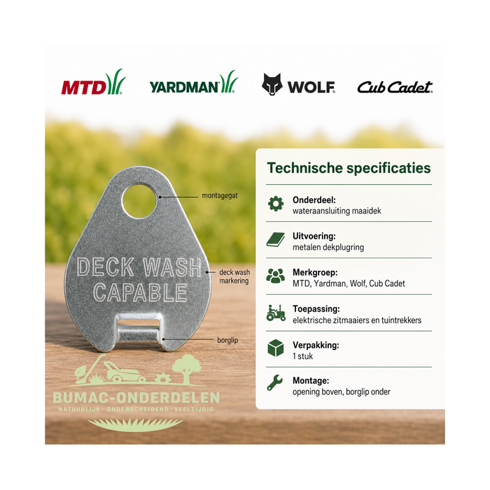 Wateraansluiting Maaidek voor MTD, Yardman, Wolf, Cub Cadet Elektrische Zitmaaiers, Tuintrekkers, Grasmaaiers, Tuintractoren Waterslang Aansluiting, Maaidek Reiniging 92.130 T, E 13/92 H, Smart RE 125, Smart RE 130 H, 742 RL, 17.5/42, Smart RF 130 H, MTD