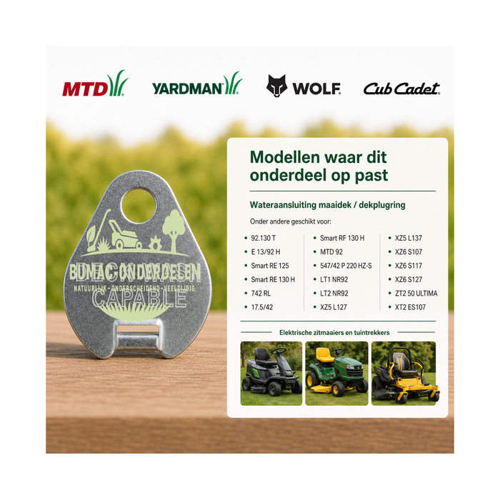 Wateraansluiting Maaidek voor MTD, Yardman, Wolf, Cub Cadet Elektrische Zitmaaiers, Tuintrekkers, Grasmaaiers, Tuintractoren Waterslang Aansluiting, Maaidek Reiniging 92.130 T, E 13/92 H, Smart RE 125, Smart RE 130 H, 742 RL, 17.5/42, Smart RF 130 H, MTD