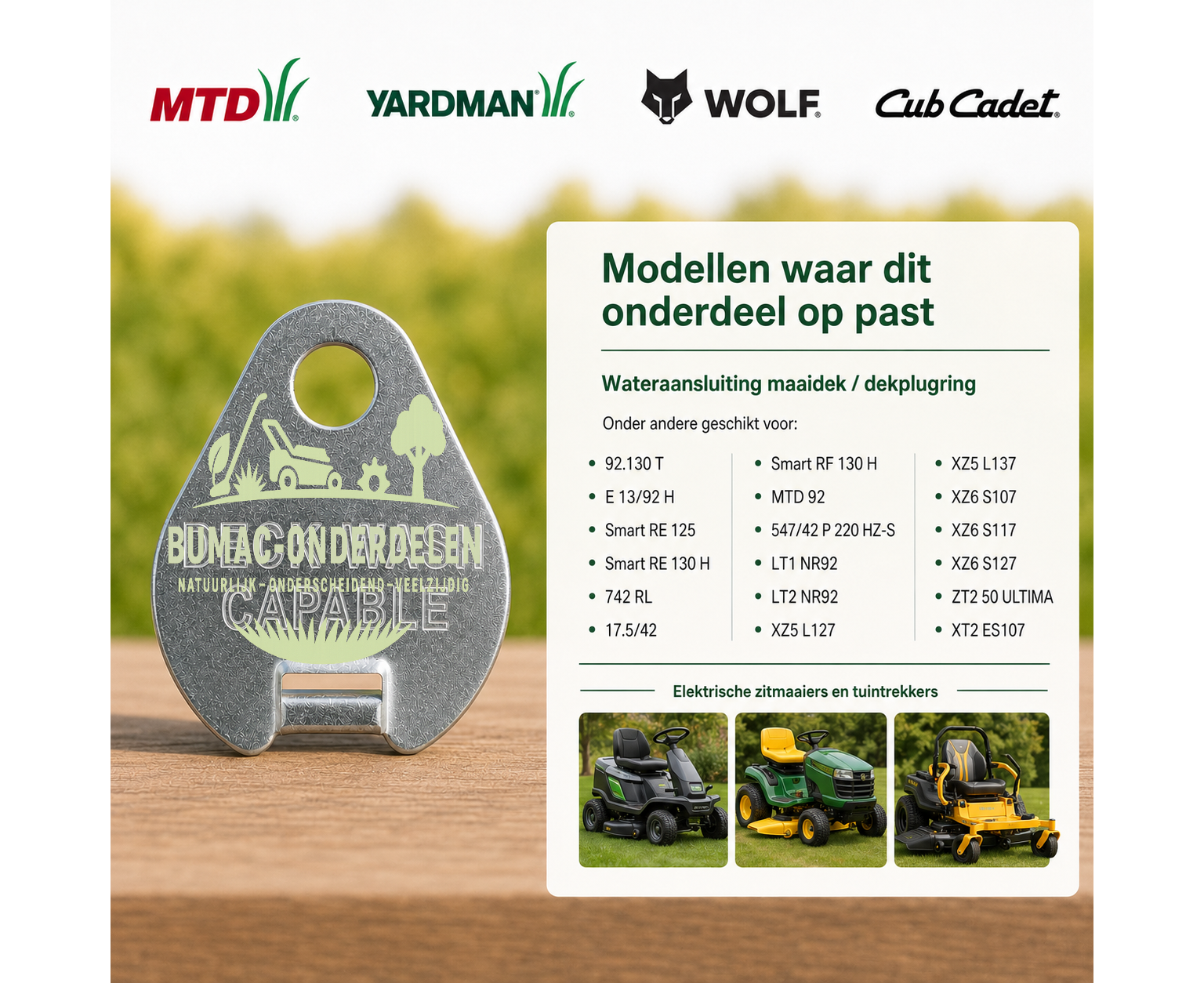 Wateraansluiting Maaidek voor MTD, Yardman, Wolf, Cub Cadet Elektrische Zitmaaiers, Tuintrekkers, Grasmaaiers, Tuintractoren Waterslang Aansluiting, Maaidek Reiniging 92.130 T, E 13/92 H, Smart RE 125, Smart RE 130 H, 742 RL, 17.5/42, Smart RF 130 H, MTD