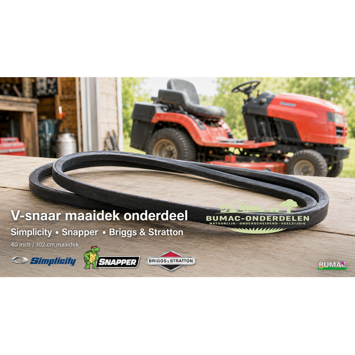 V-snaar maaidek onderdeel voor Simplicity Baron XL, Baron, 2418 XL, 2420 XL, 2421 en Snapper RD 40 inch zitmaaiers