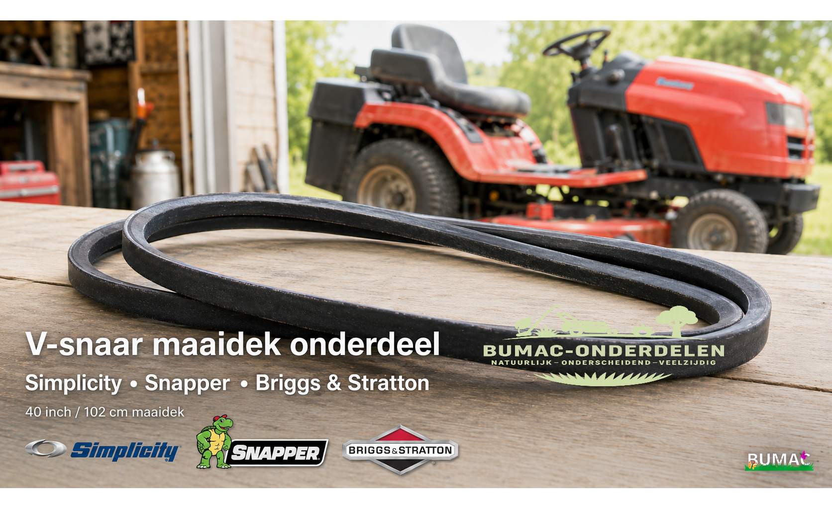V-snaar maaidek onderdeel voor Simplicity Baron XL, Baron, 2418 XL, 2420 XL, 2421 en Snapper RD 40 inch zitmaaiers