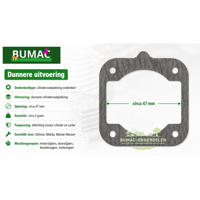Cilindervoetpakking onderdeel dunnere uitvoering voor Dolmar PC, Makita DPC en Wacker BTS machines