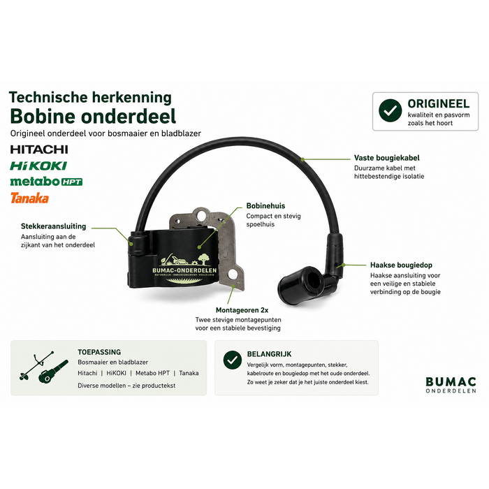 Bobine onderdeel ontstekingsspoel voor Hitachi CG27EAS en RB24EAP
